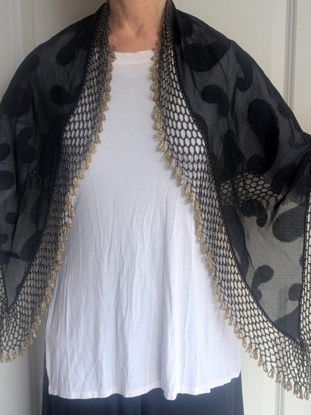 Vintage beaded shawl wrap - Picture 2 of 6
